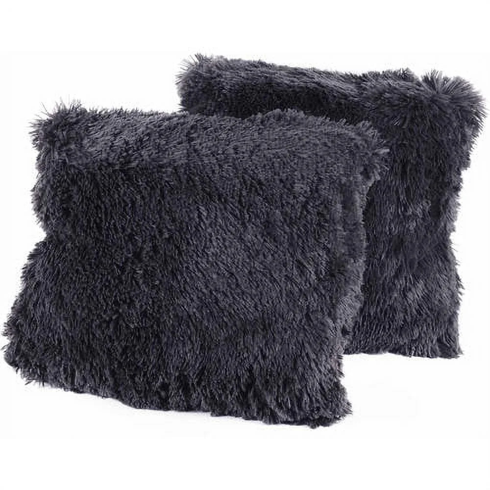 Very Soft and Comfy Plush Long Faux Fur 18" x 18" Throw Pillows, 2-Pack | Walmart (US)