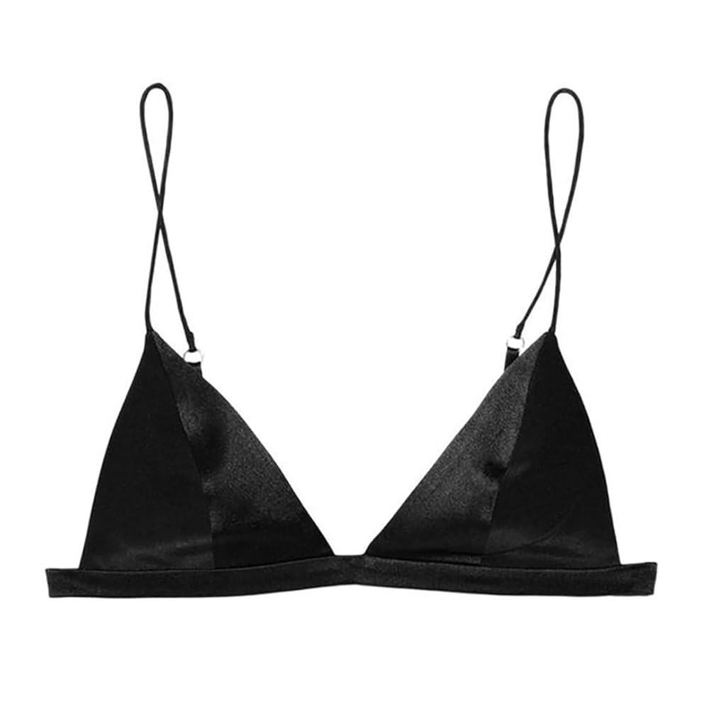 SilRiver Women's Silk Satin Triangle Bralette Soft Cup Wireless Bra Smooth and Comfortable Wire F... | Amazon (US)