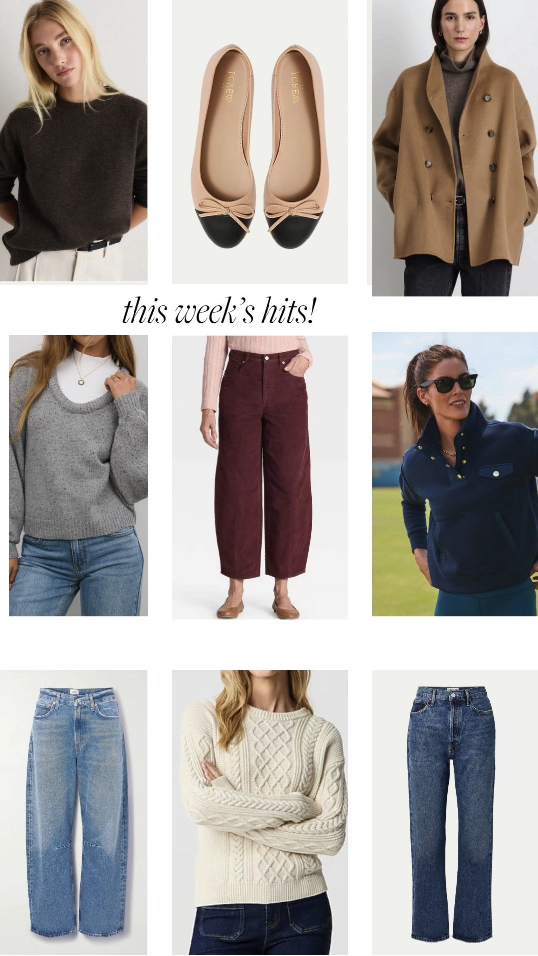 Best sellers week ending week 10.26. Such a fun collection of items at different price points. Favorites include Quince Mongolian Cashmere Crewneck, Alex Mill Sophia coat, Target maroon corduroys, Tuckernuck Navy snap pullover, and the J. Crew Factory cableknit  

#LTKFindsUnder100 #LTKStyleTip #LTKSeasonal