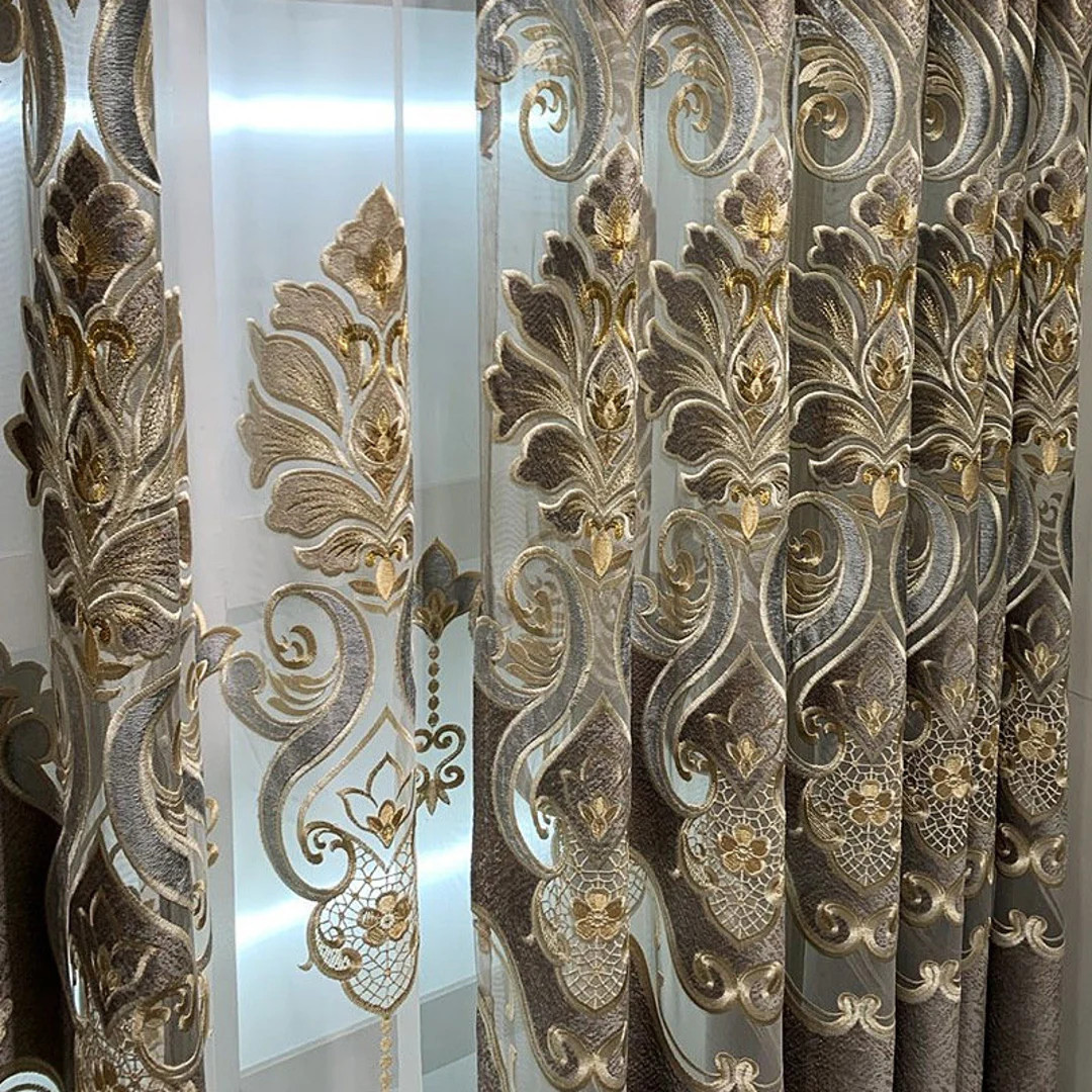 Luxury European Villa Hollow Velvet Embroidery Romantic Curtains for Living Dining Room Bedroom P... | Etsy (US)