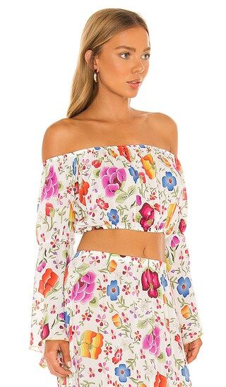 Off The Shoulder Flare Sleeve Top in Amory Playa | Revolve Clothing (Global)