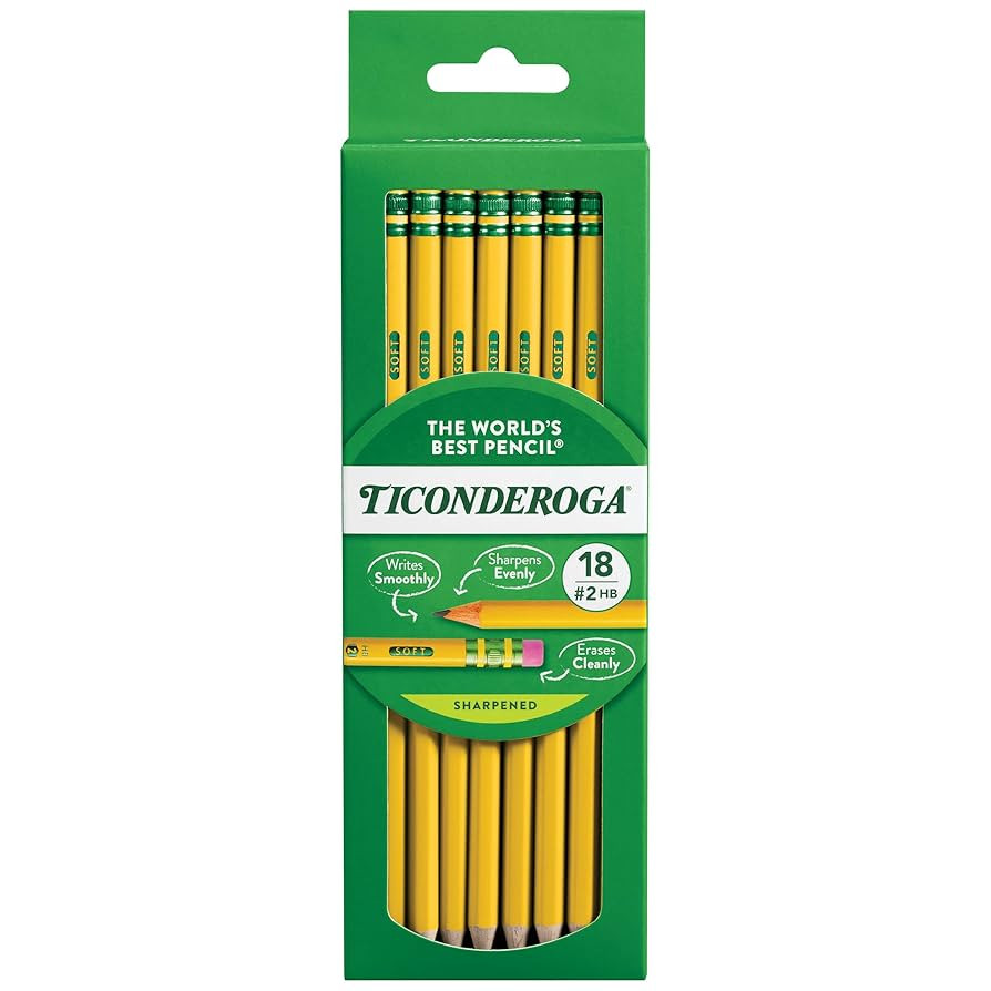 Ticonderoga Wood-Cased Pencils, Pre-Sharpened, #2 HB Soft, Yellow, 18 Count | Amazon (US)