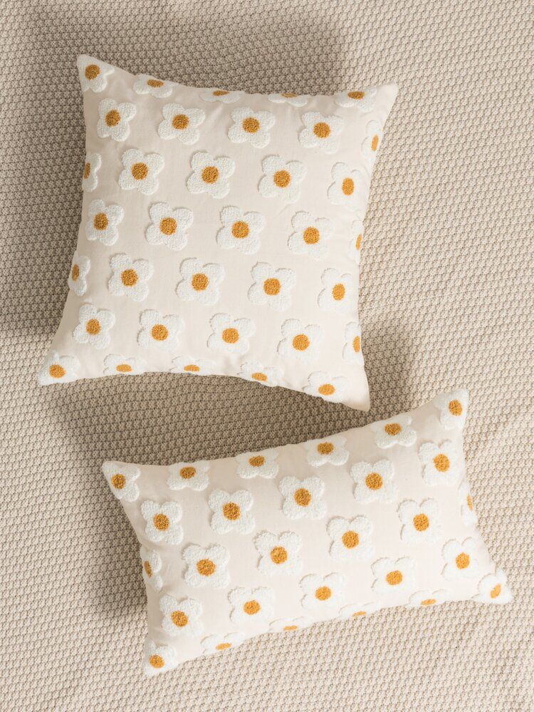 1pc Flower Embroidery Cushion Cover Without Filler, Modern Throw Pillowcase For Sofa, Home Decor | SHEIN