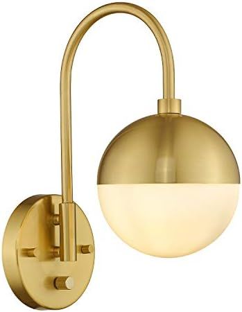 Modern Wall Lamp with White Globe Glass, LMS Gold Wall Sconce Wall Light with Brushed Brass Finished | Amazon (US)
