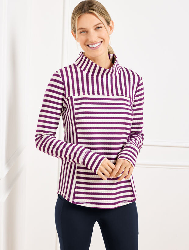 Mockneck Pullover - Textured Stripe | Talbots