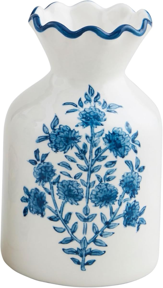 Mud Pie Block Print Bud Vase, Flower Steam, 5.75" x 3.25" | Amazon (US)