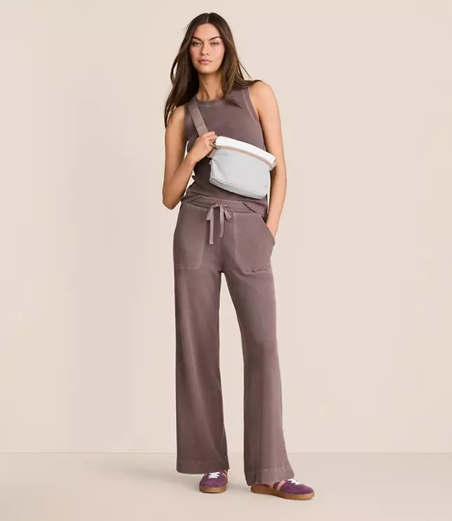 Lou & Grey Garment Dyed Waffle Wide Leg Pants | LOFT