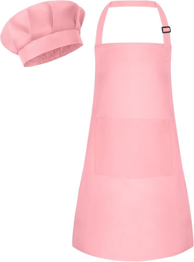 Kids Apron and Chef Hat Set Children Apron Adjustable with 2 Pockets Children Chef Painting for C... | Amazon (US)