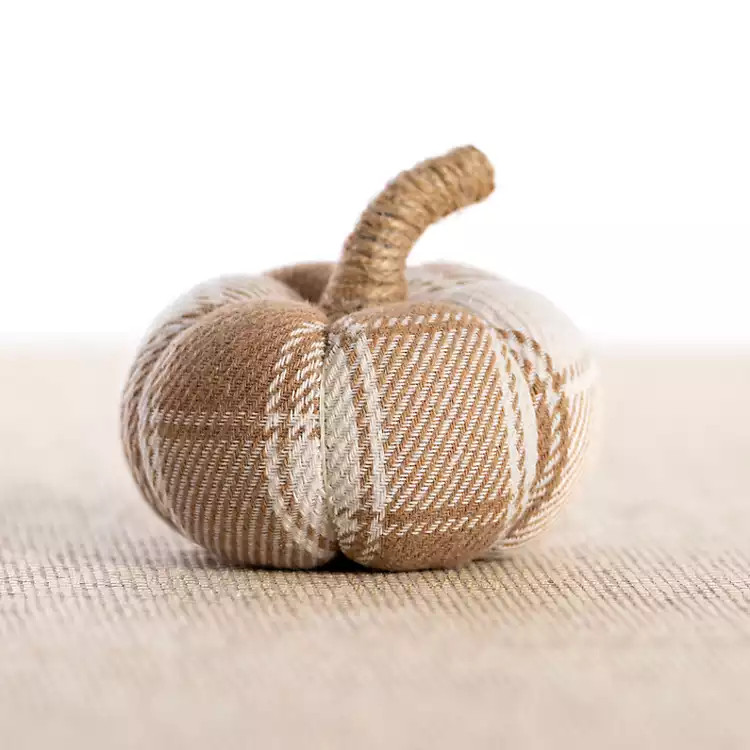 Tan Buffalo Check Fabric Pumpkin, 4 in. | Kirkland's Home