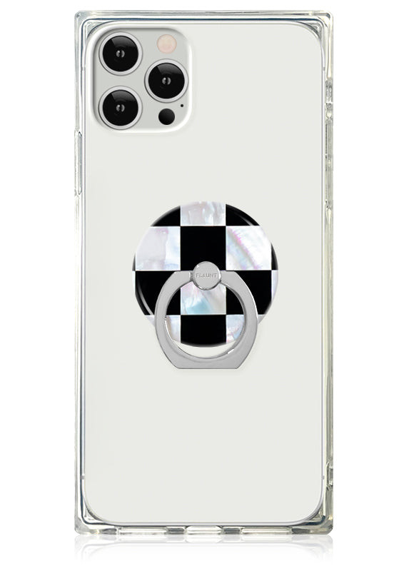 Checkered Mother of Pearl Phone Ring | FLAUNT