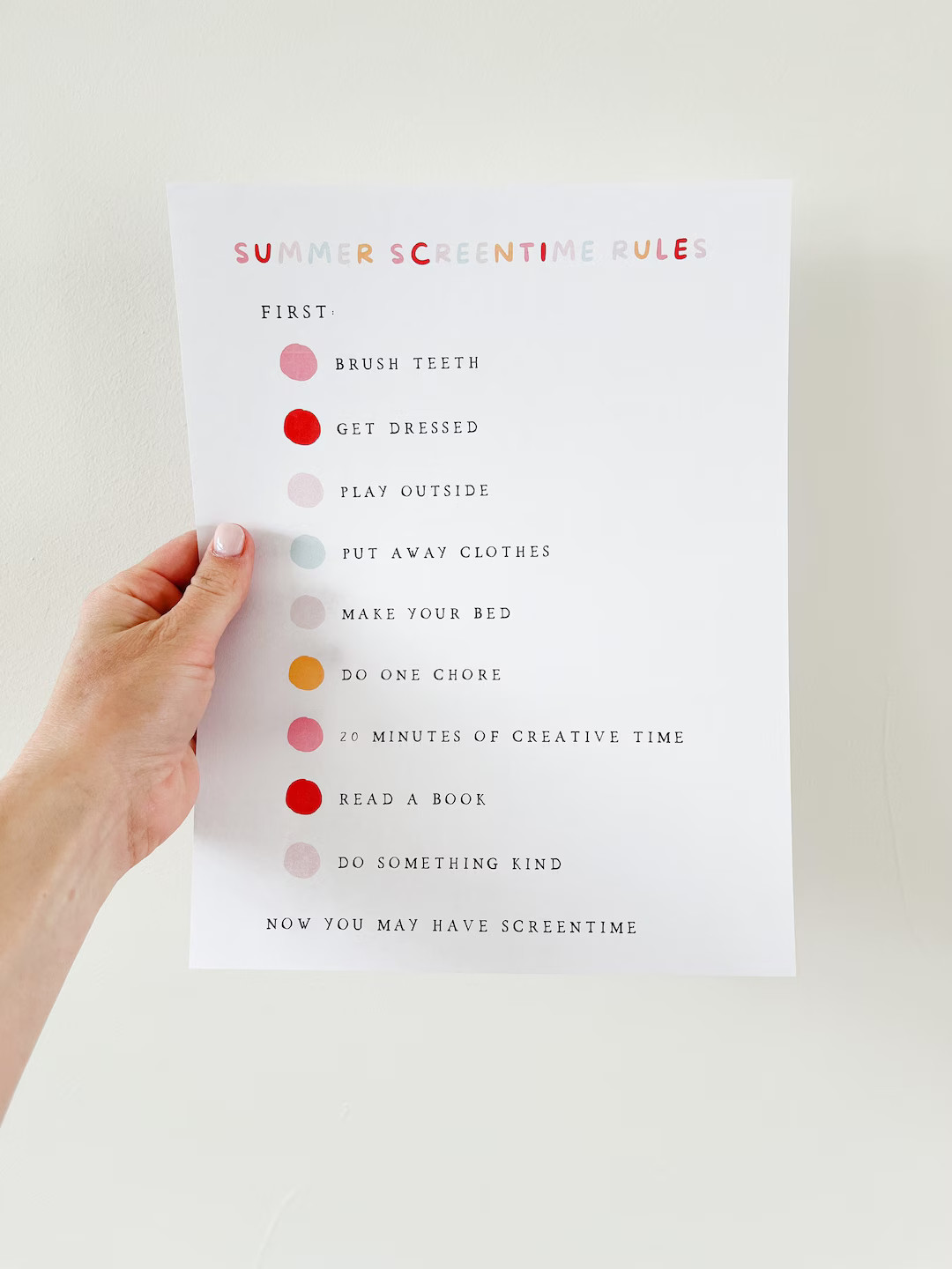 Printable Summer Screentime Rules chart for kids | Etsy (US)