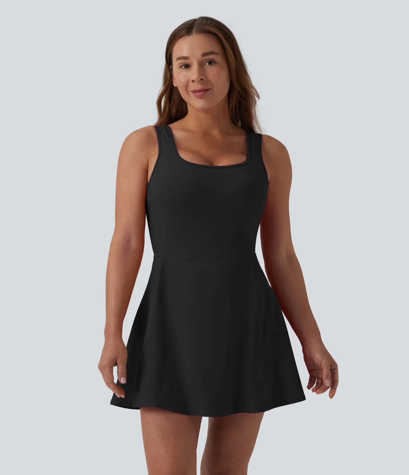 Women’s SoftlyZero™ Airy U Neck 2-in-1 Pocket Mini Cool Touch Dance Active Dress D-F Cups-Eas... | HALARA