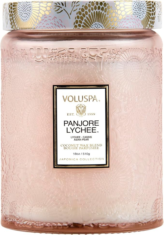Voluspa Panjore Lychee, Large Candle Jar, 18 oz, 100 Hour Burn Time, Coconut Wax for Clean Burnin... | Amazon (US)