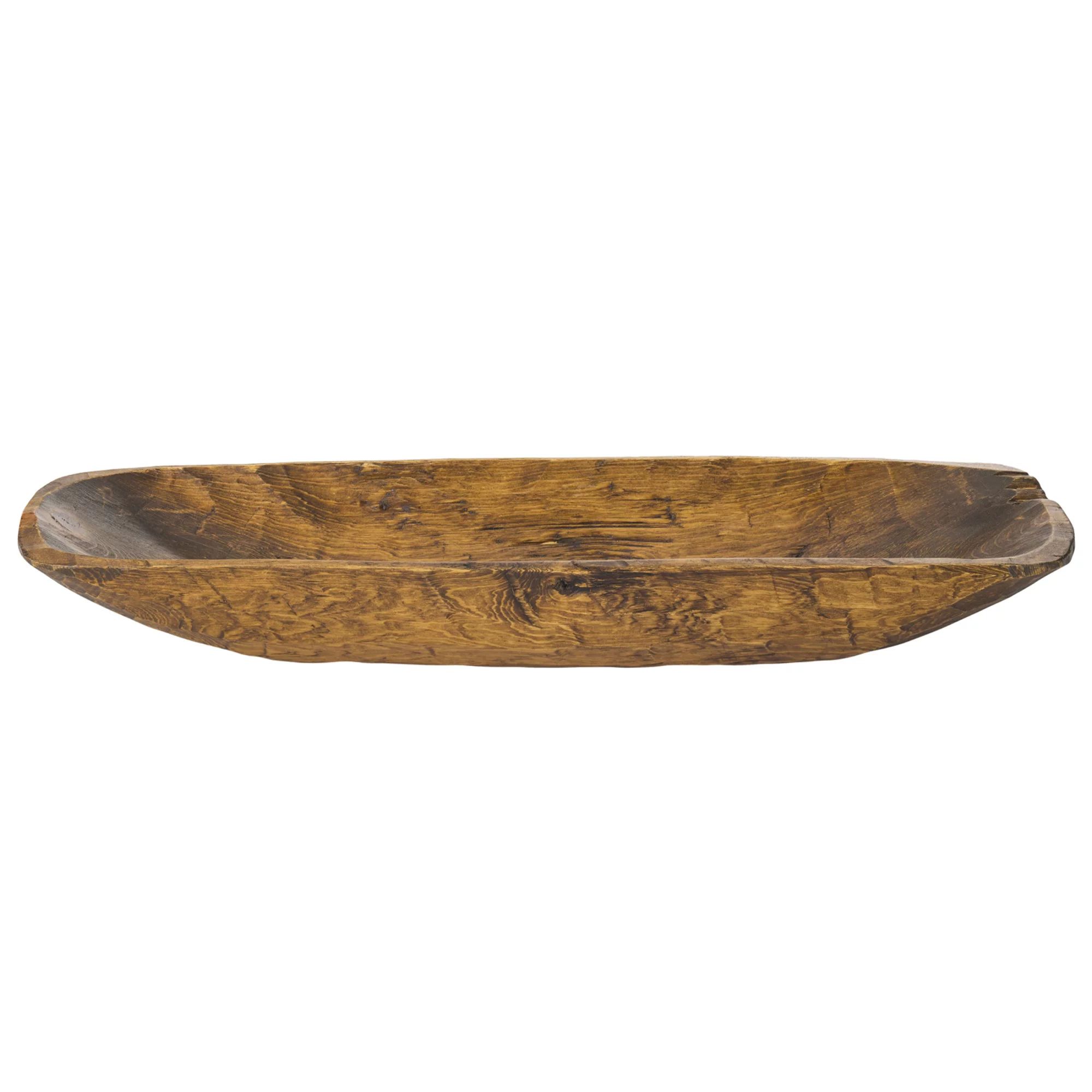 Hand Carved Rustic Solid Wood Reg Decorative Bowl in Pecan Brown - Walmart.com | Walmart (US)