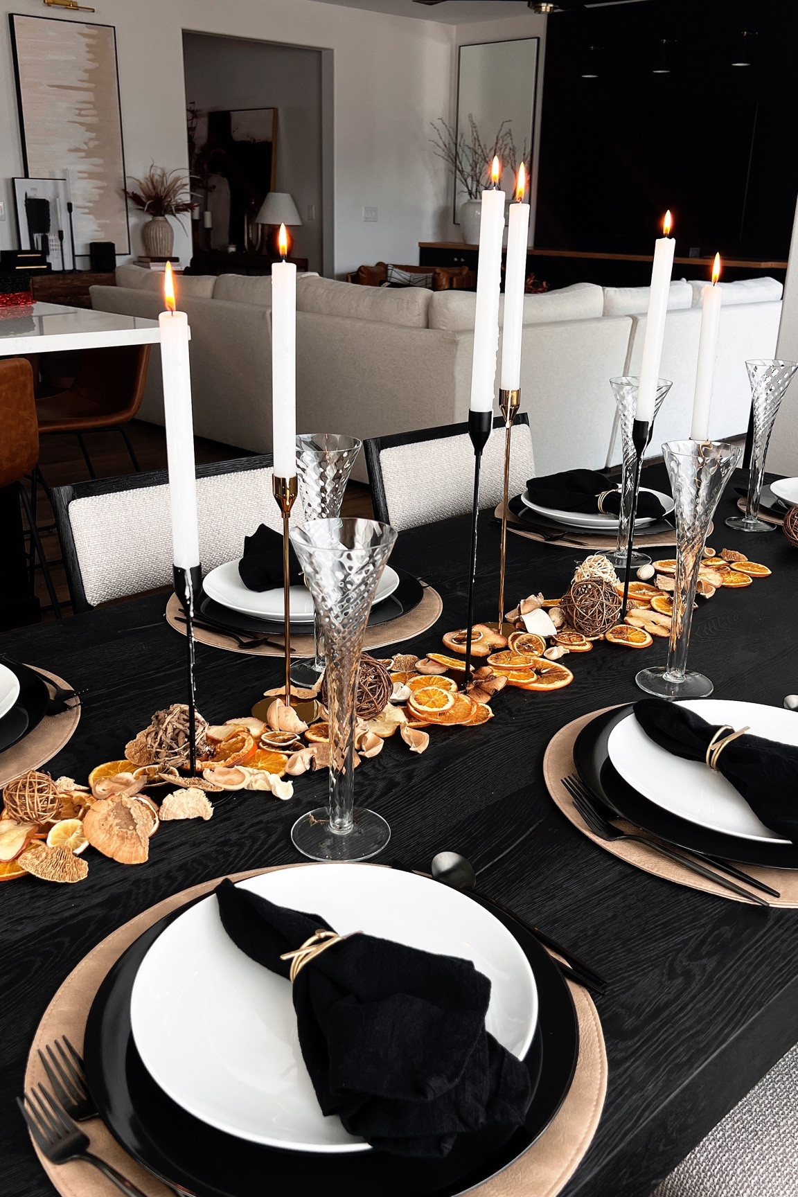 Tablescape decor using dried fruit as a decor feature  

#LTKhome #LTKHoliday