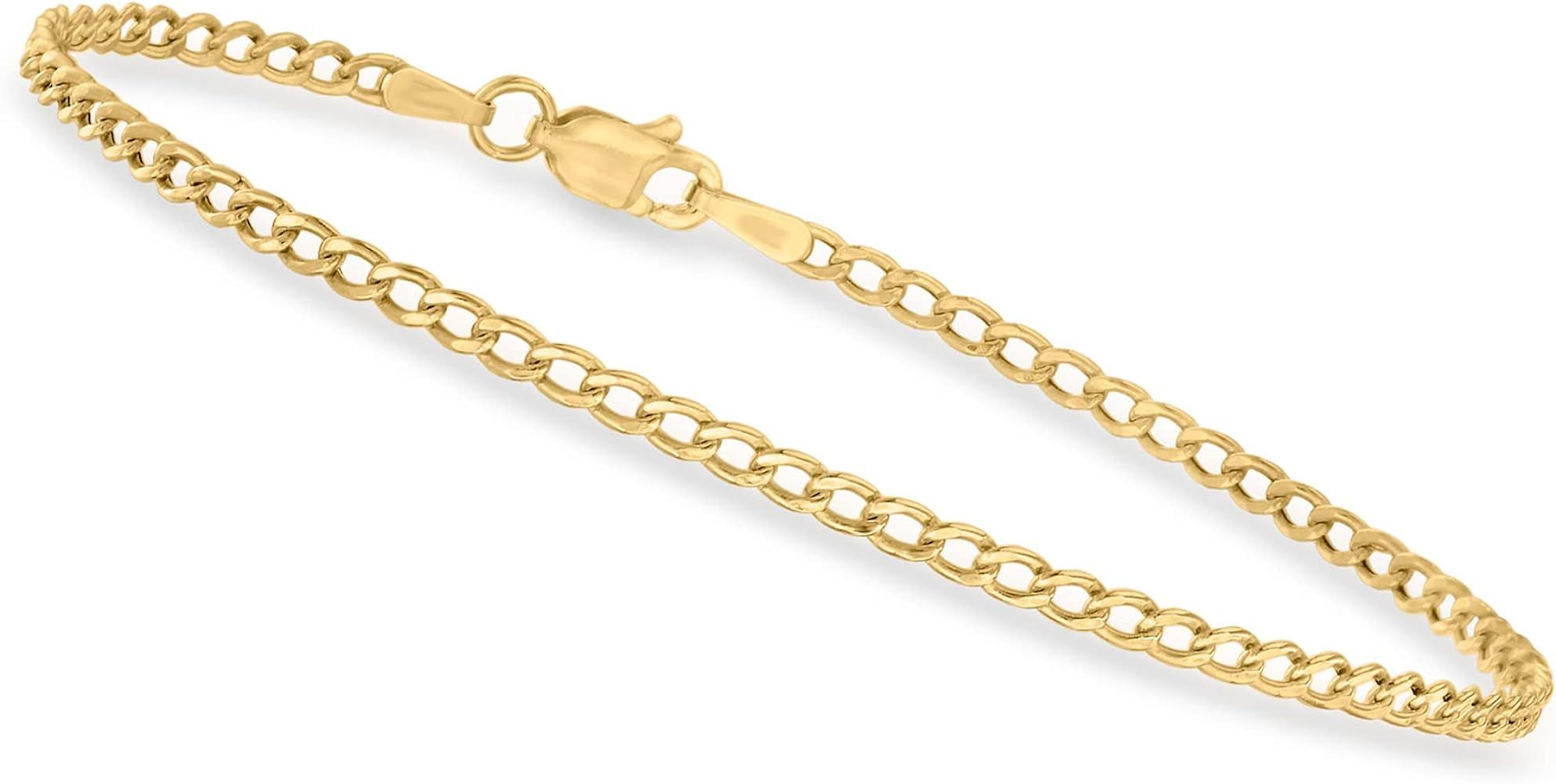 Canaria 2.3mm 10kt Yellow Gold Curb-Link Bracelet | Amazon (US)