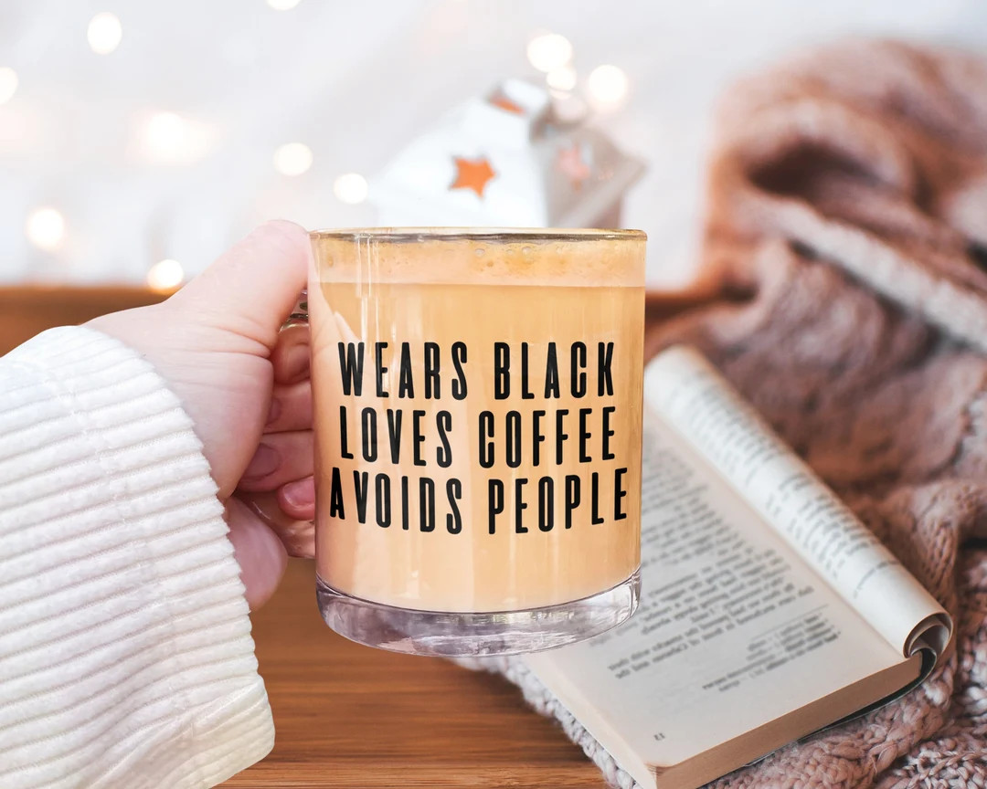 Wears Black Loves Coffee Avoids People Mug, Funny Coffee Cups, Antisocial Mug for Readers, Coffee... | Etsy (US)