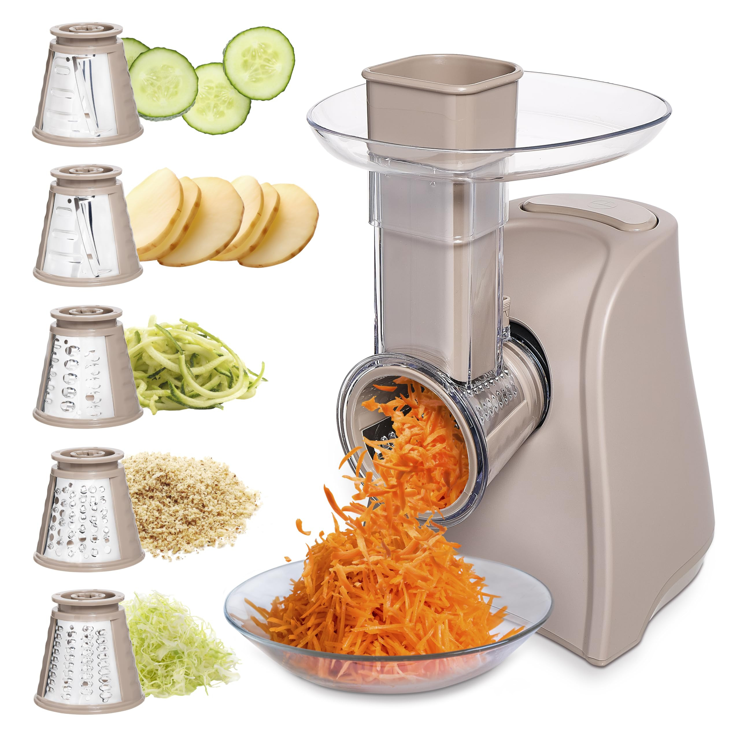 COOK WITH COLOR 5-in-1 Electric Slicer, 150W Food Prep Machine – Parmesan Shredder, Fine & Coar... | Amazon (US)