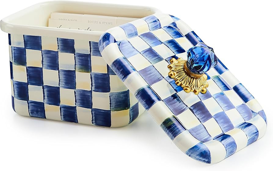 MACKENZIE-CHILDS Enamel Recipe Box, Cute Recipe-Card Box with Lid, Index-Card Holder for Kitchen,... | Amazon (US)