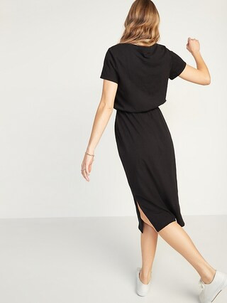 Waist-Defined Slub-Knit Midi Dress for Women | Old Navy (US)
