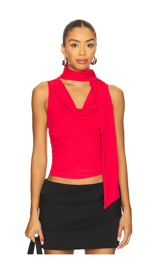 Amaly Drape Top in Red | Revolve Clothing (Global)