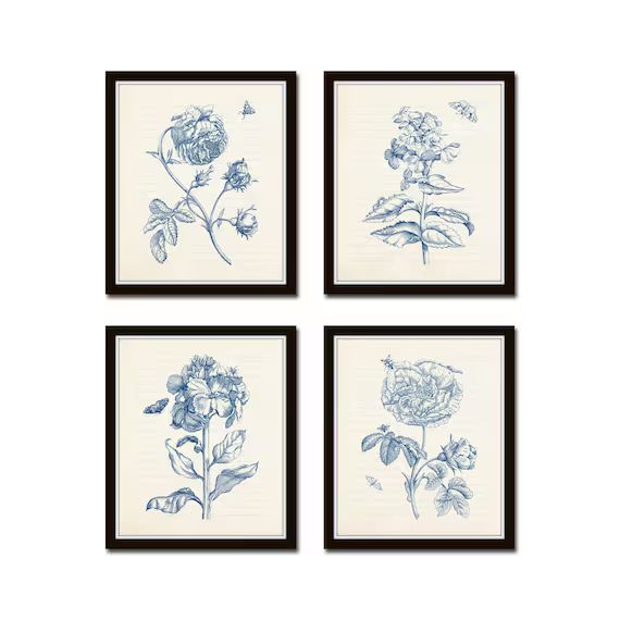 Blue Botanical Collage Print Set No. 1 Maria Sybilla Merian | Etsy | Etsy (US)