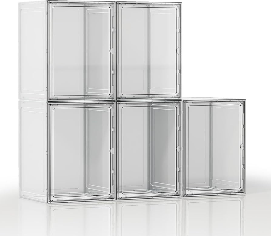 Boot Storage Organizer Tall Boots, 5 Pack Clear Shoe Storage Boxes Stackable Boot Boxes for Tall ... | Amazon (US)
