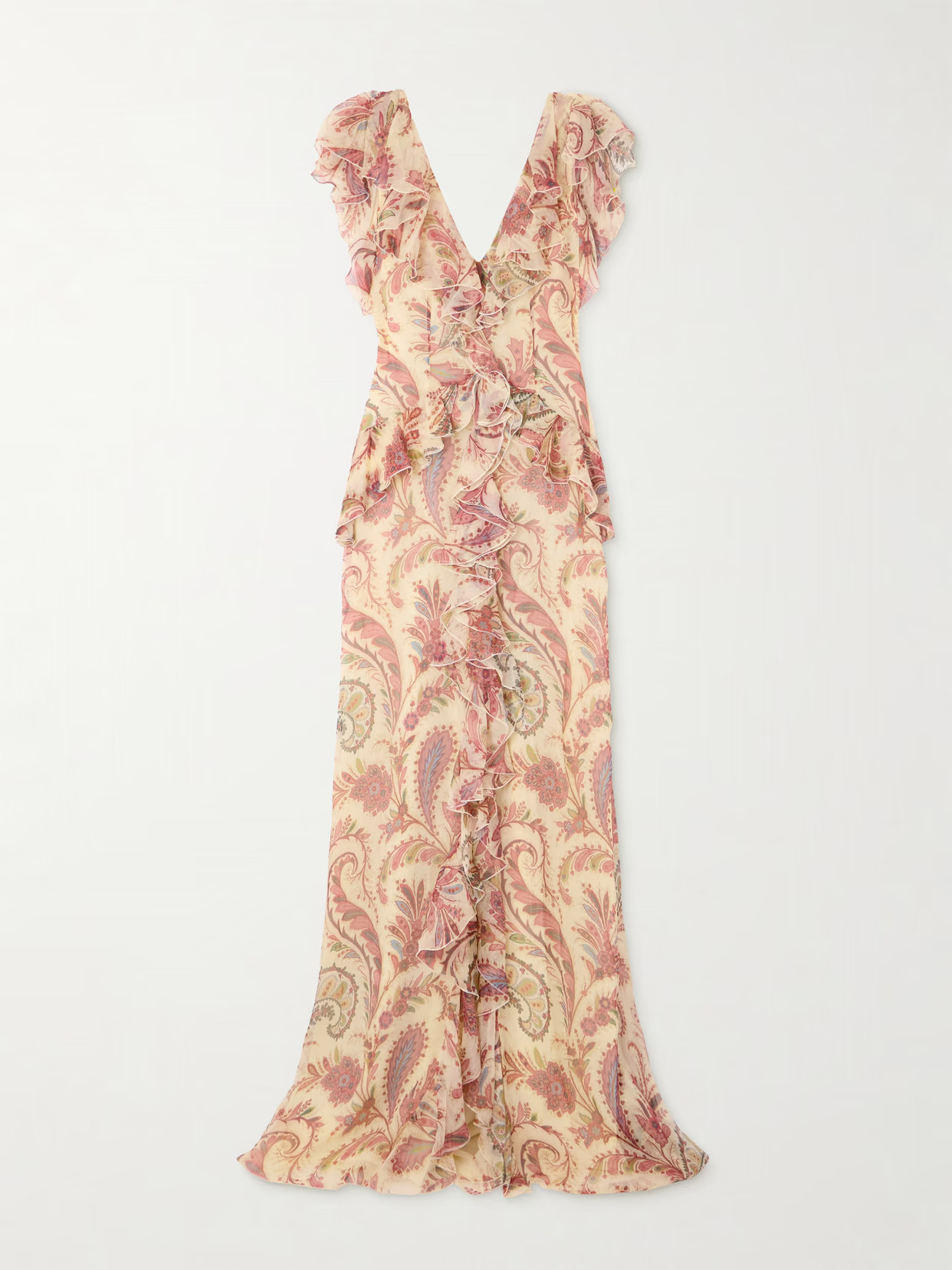 Etro - Ruffled Printed Silk-crepon Maxi Dress - Pink | NET-A-PORTER (US)