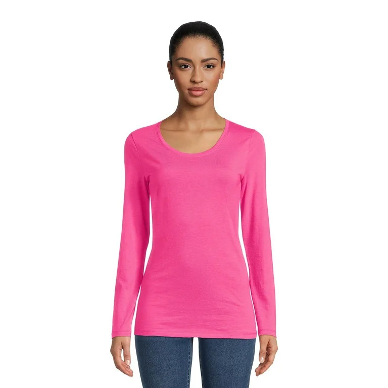 No Boundaries Juniors Scoop Neck T-Shirt with Long Sleeves, Sizes XS-XXXL | Walmart (US)