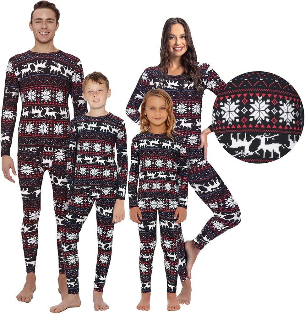 Christmas Reindeer Thermal Underwear - Pajamas Sets For Full Family (Men, Women, Boys & Girls) Ma... | Amazon (US)