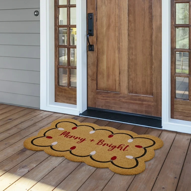 My Texas House Red/White Merry and Bright Outdoor Coir Doormat, 30" x 48" | Walmart (US)