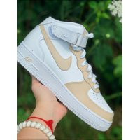 Pick Your Color - Beige Custom Nike Air Force 1 Mid Af1 Hand-Painted Shoes | Etsy (US)
