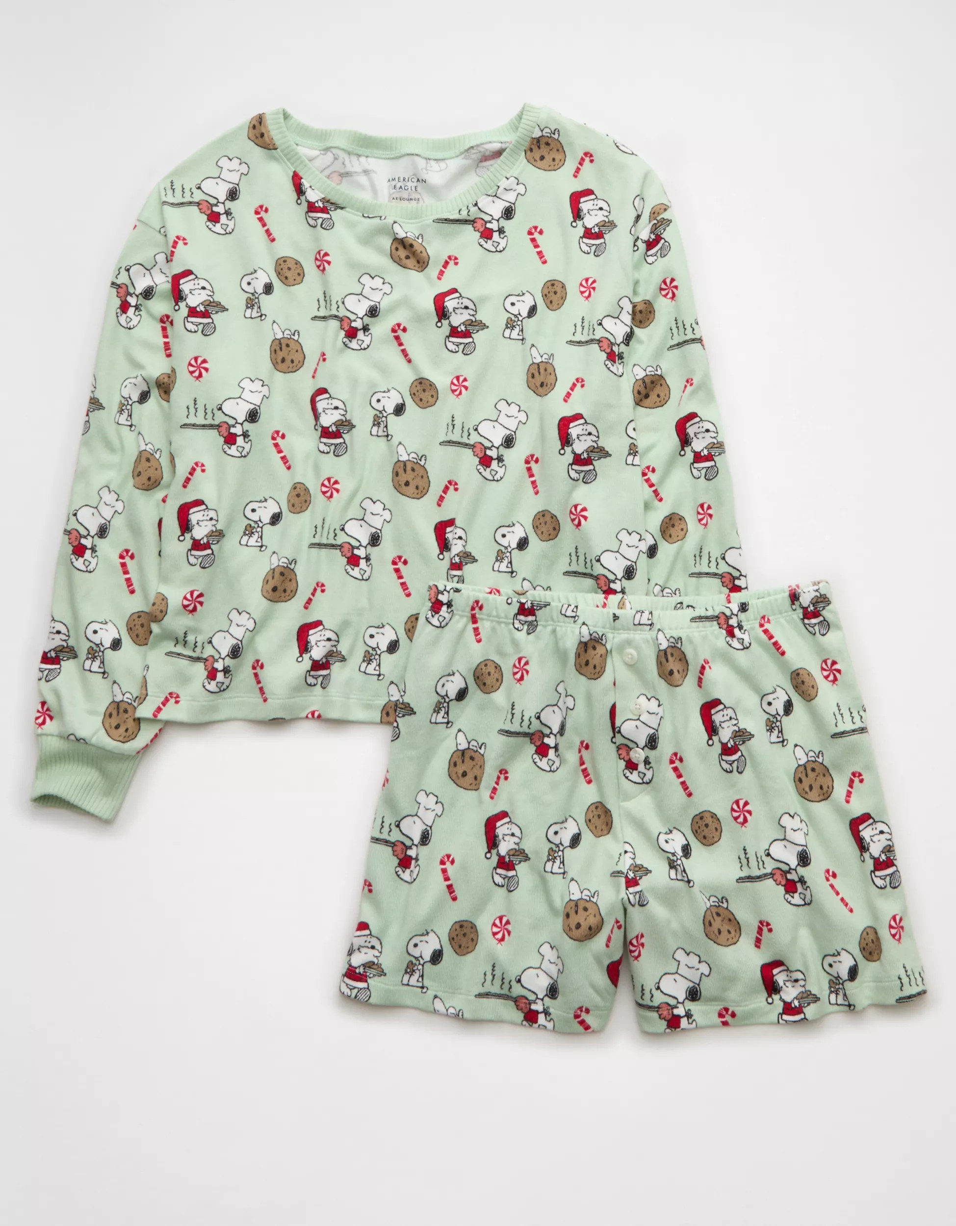 AE Luxe Plush Snoopy Holiday PJ Set | American Eagle Outfitters (US & CA)