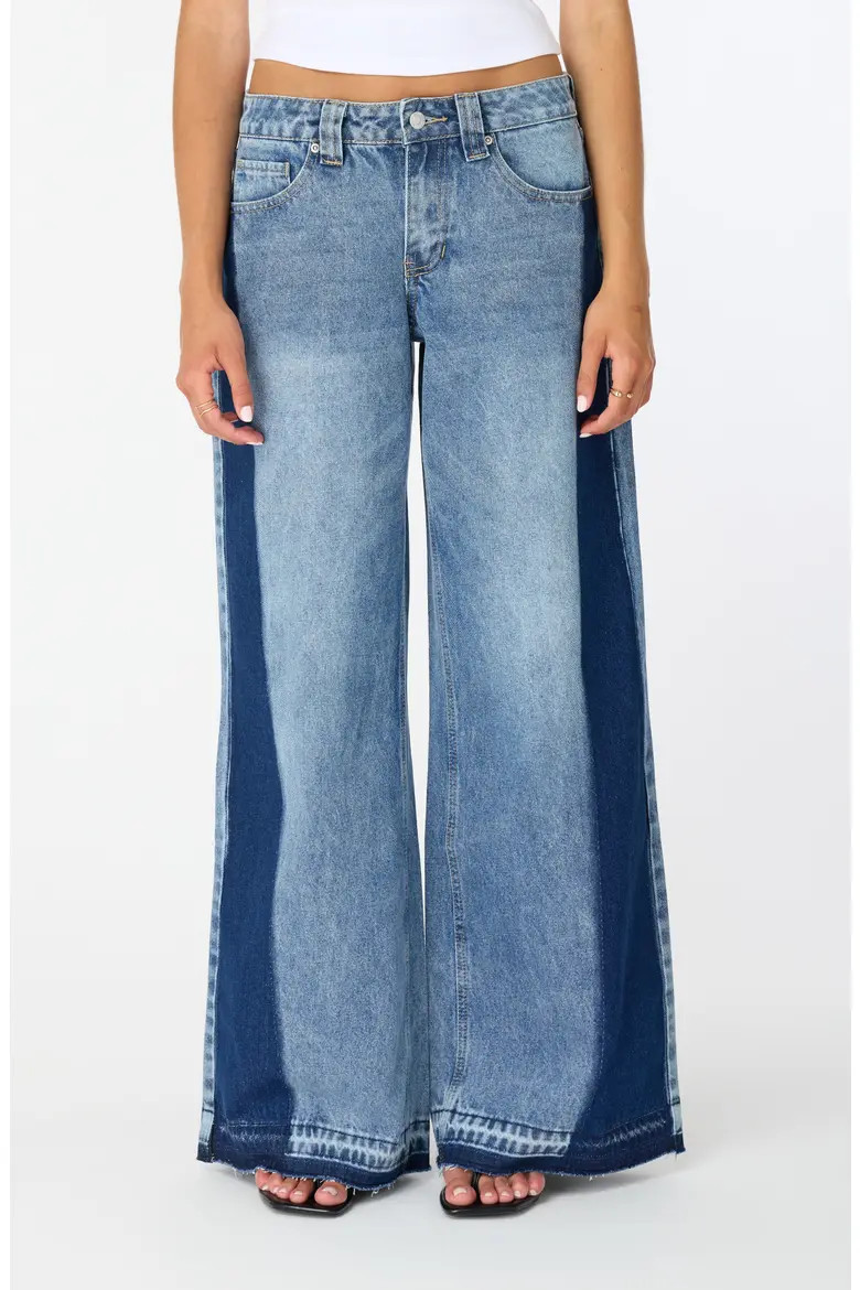 Fade Out Loud Maya Two-Tone Mid Rise Ultra Wide Leg Jeans (Women) | Nordstrom | Nordstrom