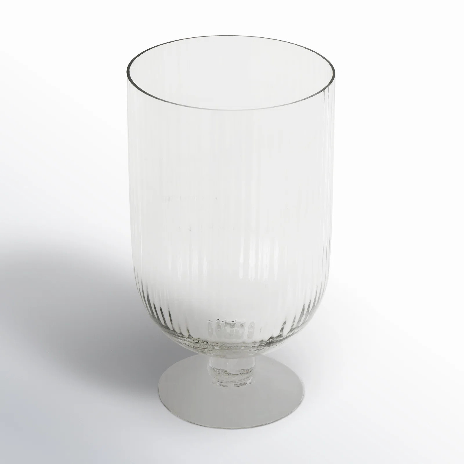 Cole And Grey Glass Ribbed Candle Holder With Elevated Base | Birch Lane
