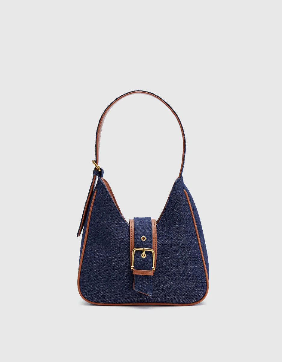 Buckled Denim Shoulder Bag | Urban Revivo
