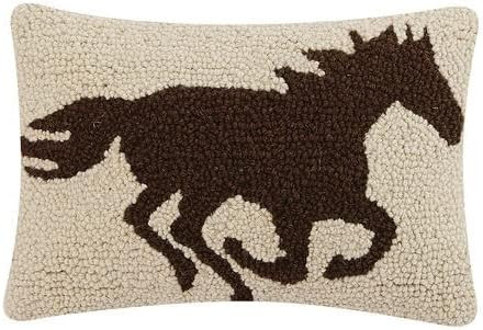 Peking Handicraft Racehorse Brown Silouette, Hook Pillow, Wool and Poly Velvet | Amazon (US)