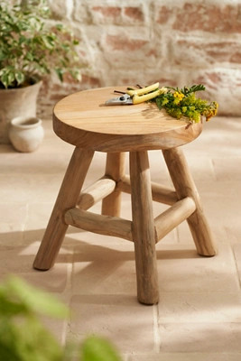 Round Teak Root Stool, Natural | Terrain