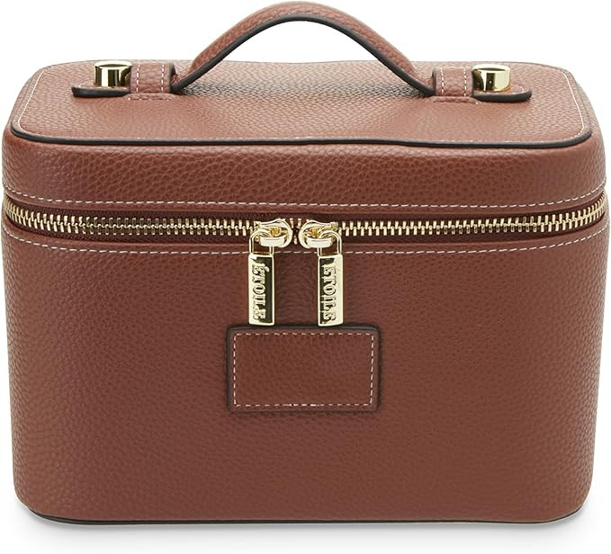 ETOILE - Mini Vanity Case Ginger Brown - Stylish Travel Makeup Bag Organizer With Removable Divid... | Amazon (US)