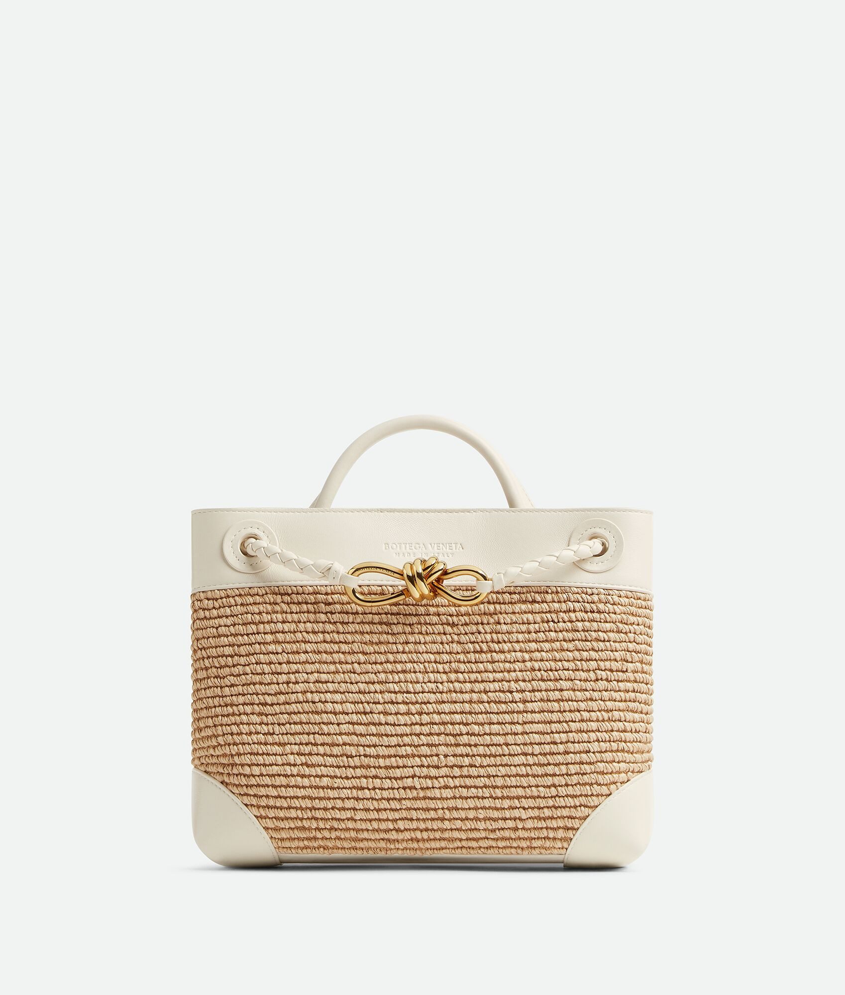 Bottega Veneta® Women's Small Andiamo in Sea salt/natural. Shop online now. | Bottega Veneta