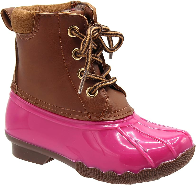 Duck Girls and Boys Lace Up Two Tone Combat Style Rain Duck Boots | Amazon (US)
