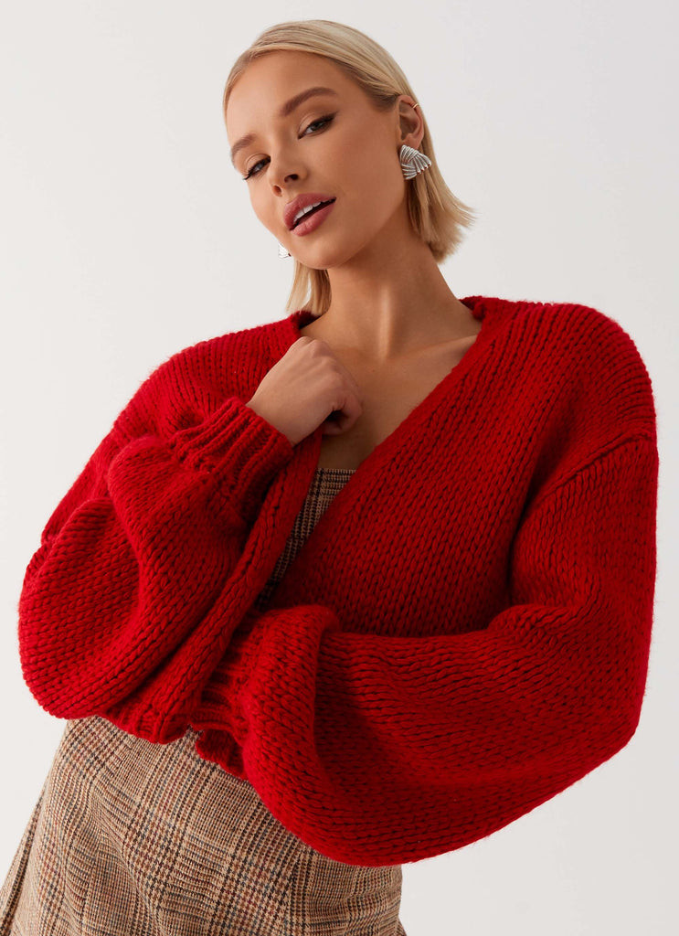Jasleen Knit Cardigan - Red | Peppermayo (Global)