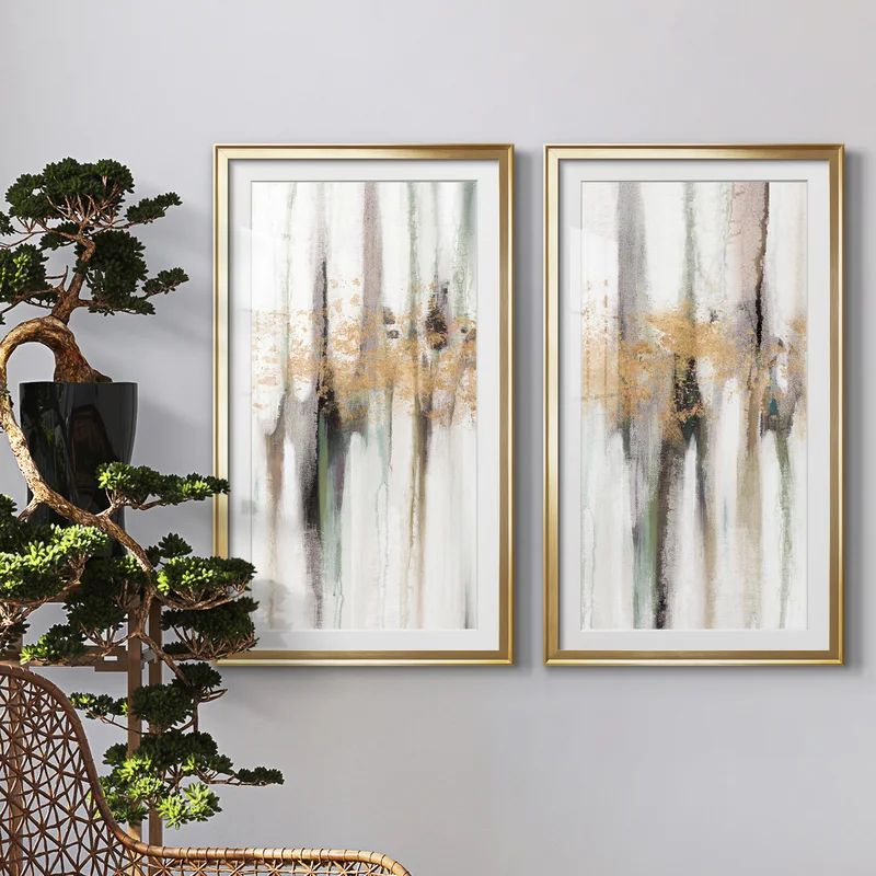Falling Gold Leaf I - 2 Piece Picture Frame Painting Set | Wayfair North America