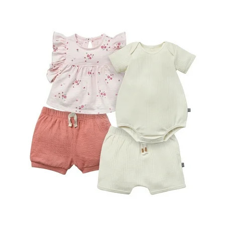 Modern Moments by Gerber Baby Neutral Organic 4-Piece Outfit Set, Sizes 0/3 Months - 24 Months | Walmart (US)