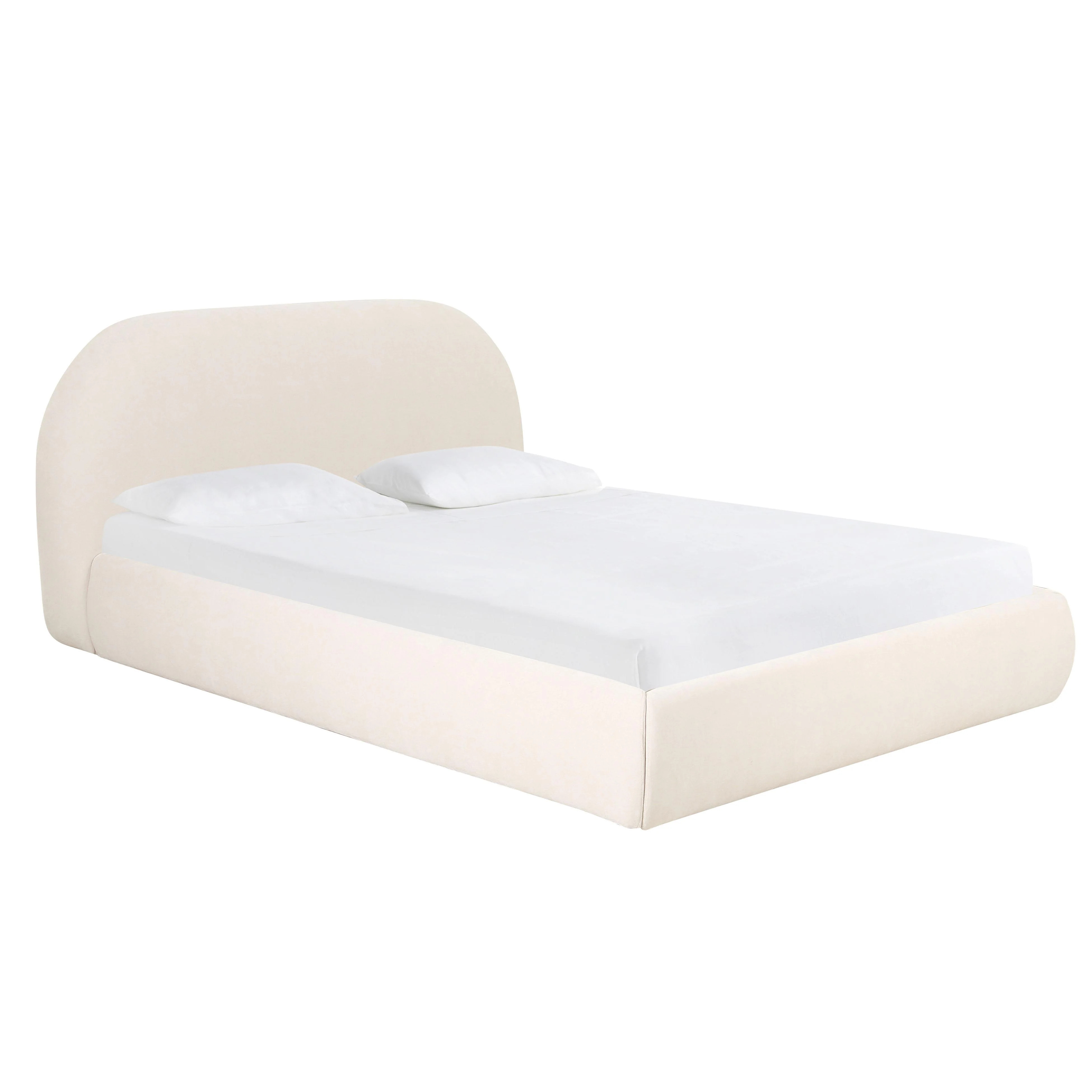 Bara Cream Textured Velvet Bed | TOV Furniture