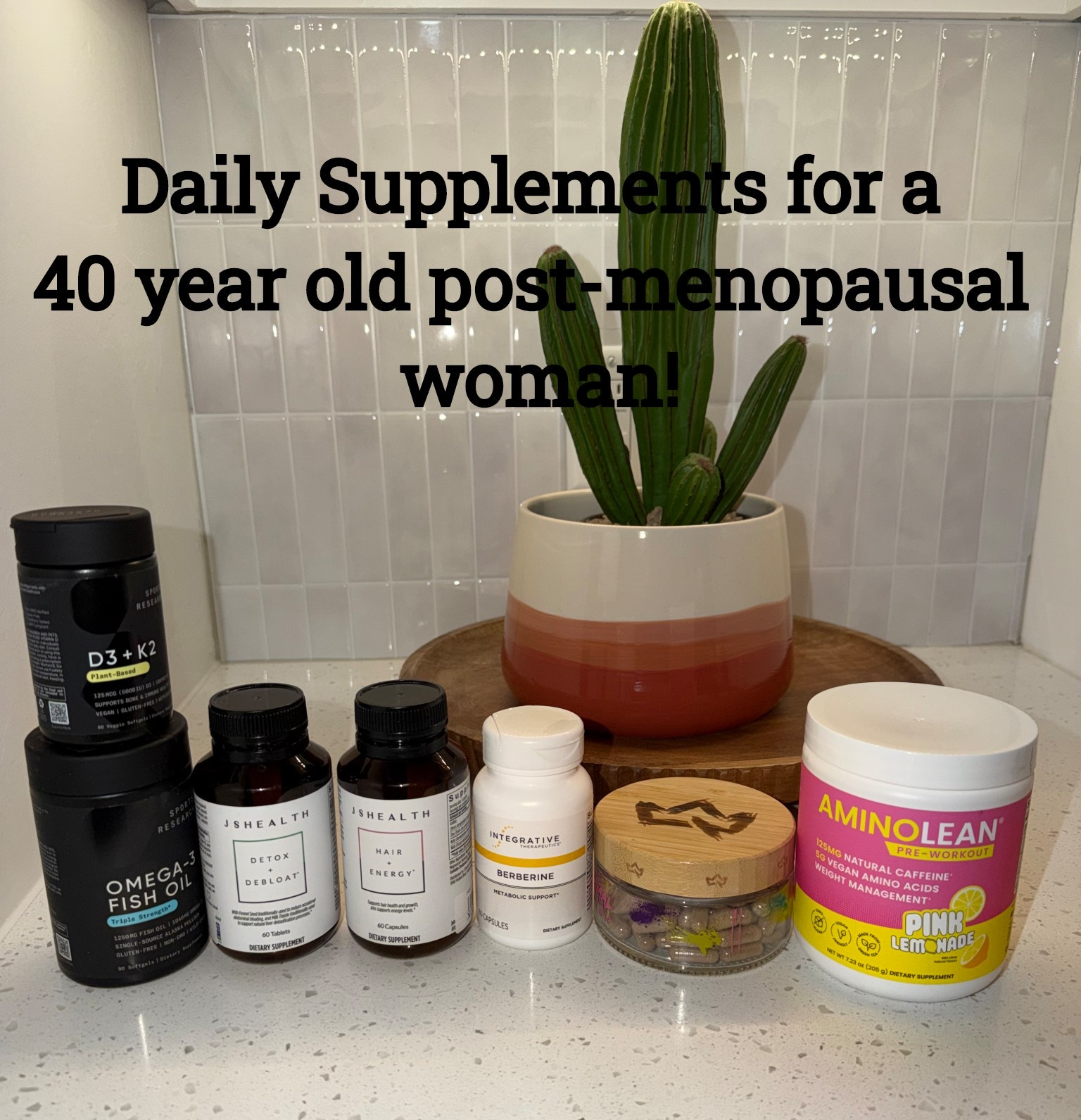 Daily supplements! 
Detox + Debloat
Hair + energy 
Berberine
Omega 3 
D3 + K2
Primal Queen 
AminoLean electrolytes + pre workout 


#LTKfitnessgoals #LTKmorningroutine #LTKselfcare