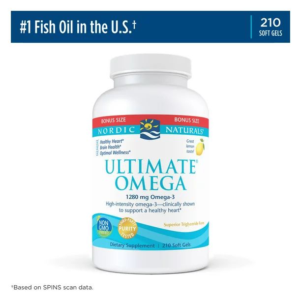 Nordic Naturals Ultimate Omega Softgels, Lemon, 1280 mg, Fish Oil, 210 Ct | Walmart (US)