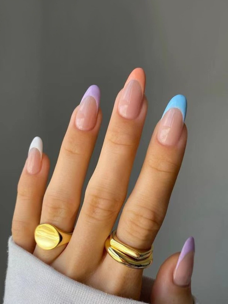 24pcs Long Almond Fake Nail & 1pc Nail File & 1sheet Tape | SHEIN