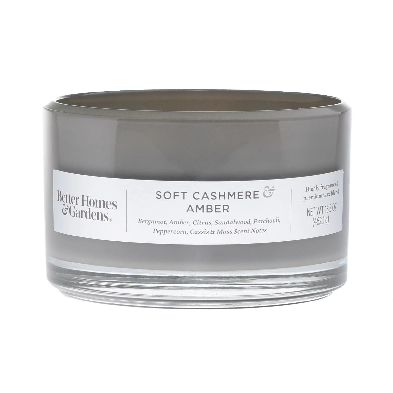 Better Homes & Gardens Glass Soft Cashmere & Amber 16oz Scented 3-wick Candle - Walmart.com | Walmart (US)