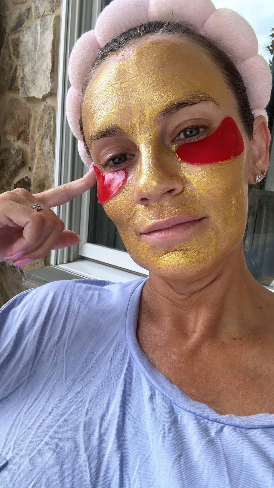 Morning masking 🫶🏼 under eye masks for dark circles, puffiness, fine lines, dryness, wrinkles, and more. 24k gold mask for added hydration from the summer heat. Wearing my maternity super soft pjs. 

Amazon finds, skincare, skincare hacks, skincare faves, found it on Amazon, eye gels, under eye gels, affordable skincare, skincare routine, pregnancy skincare, Saturday morning routine, angela Lanter  

#LTKOver40 #LTKBump #LTKBeauty